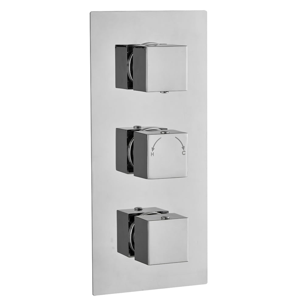 Astini Chrome Square Concealed Thermostatic 3 Lever 2 Way Shower Valve