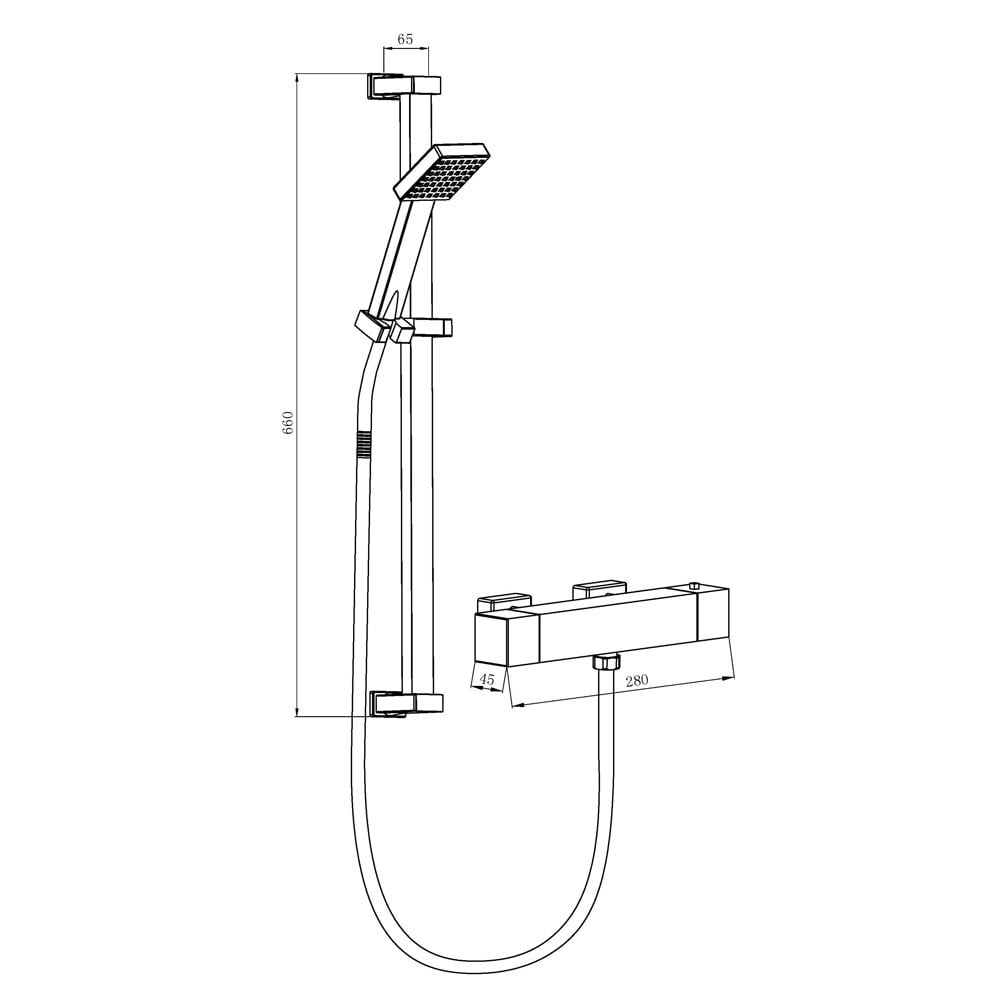 Astini Chrome Square Bar Valve & Riser Kit