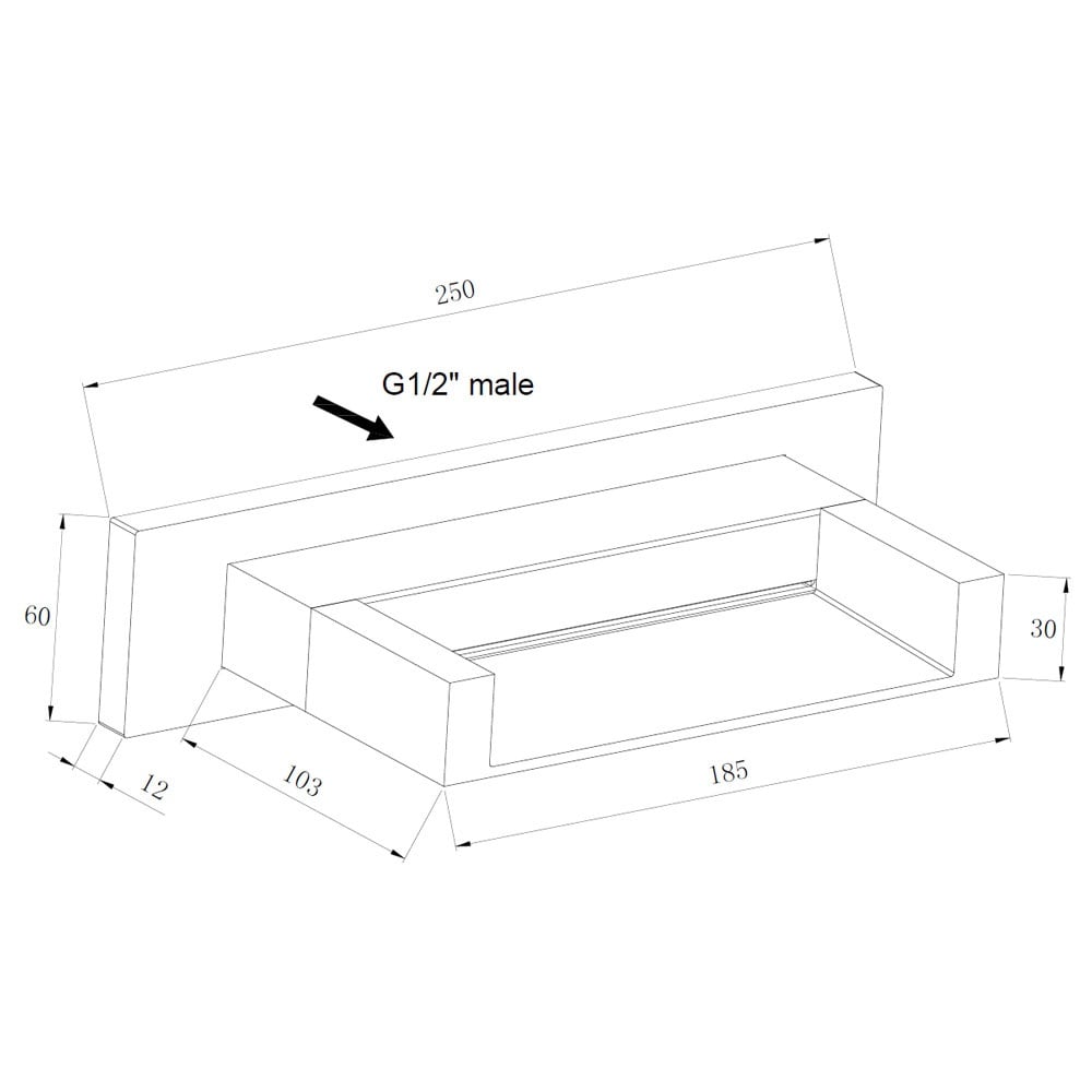 Astini Chrome Square Long Modern Waterfall Bath Spout