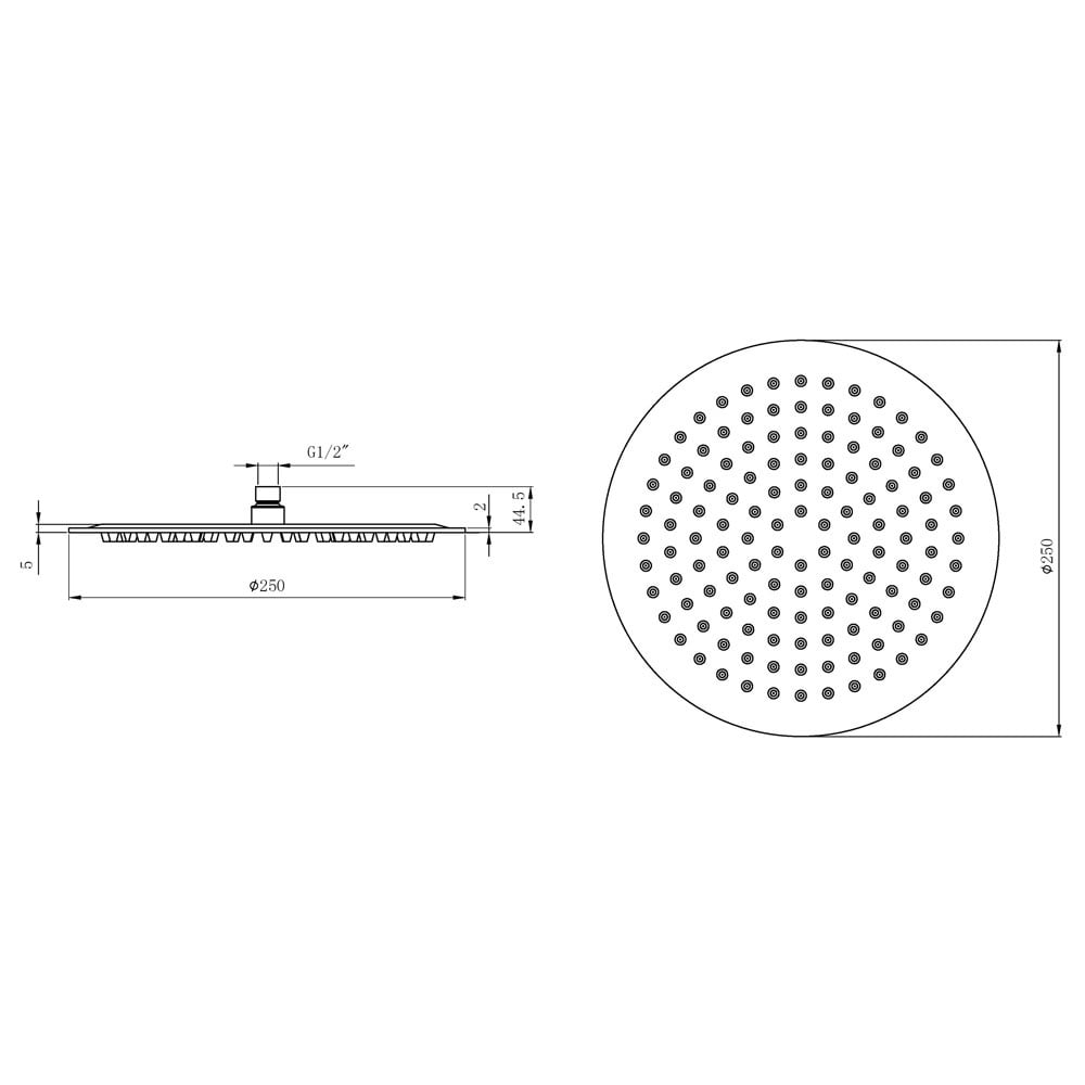 Astini Chrome Round Slimline Fixed Overhead Shower Head 250mm