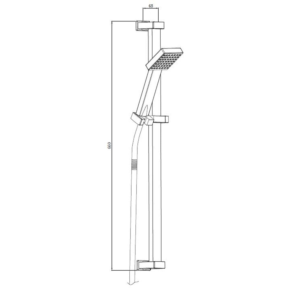 Astini Chrome Square Riser Shower Slide Rail Kit