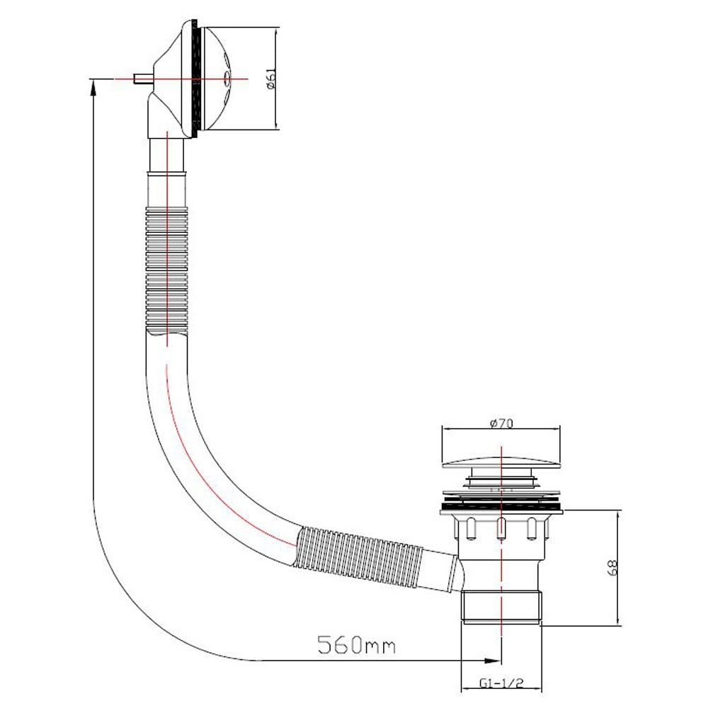 Astini Black Round Bath Overflow & Quick Clean Sprung Waste