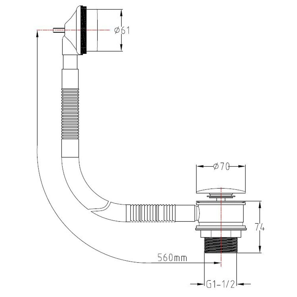 Astini Orca Black Round Bath Waste & Overflow