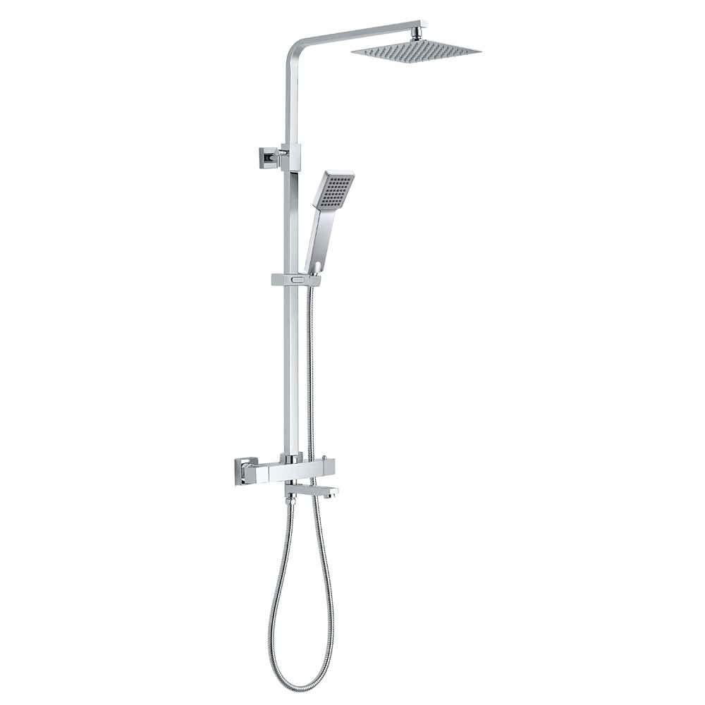 Astini Chrome Square Thermostatic Overhead Shower & Handset with Bath Filler