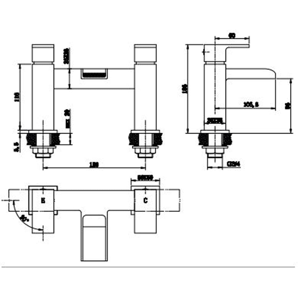 Astini Cardiff Chrome Bathroom Bath Filler Tap TIS5003