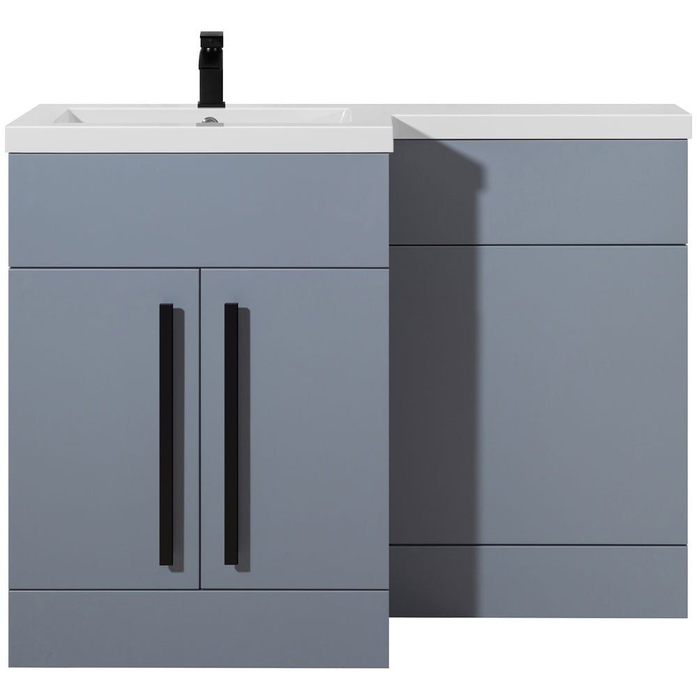 Astini Sorrento Tailored Grey 2 Door WC Vanity Black Handles & Left Basin