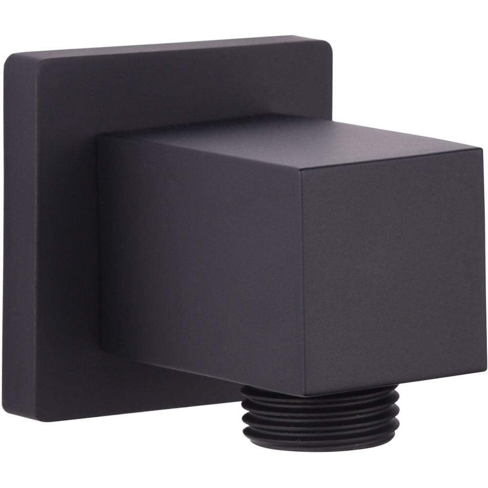 Astini Orca Black Square Wall Shower Outlet Elbow