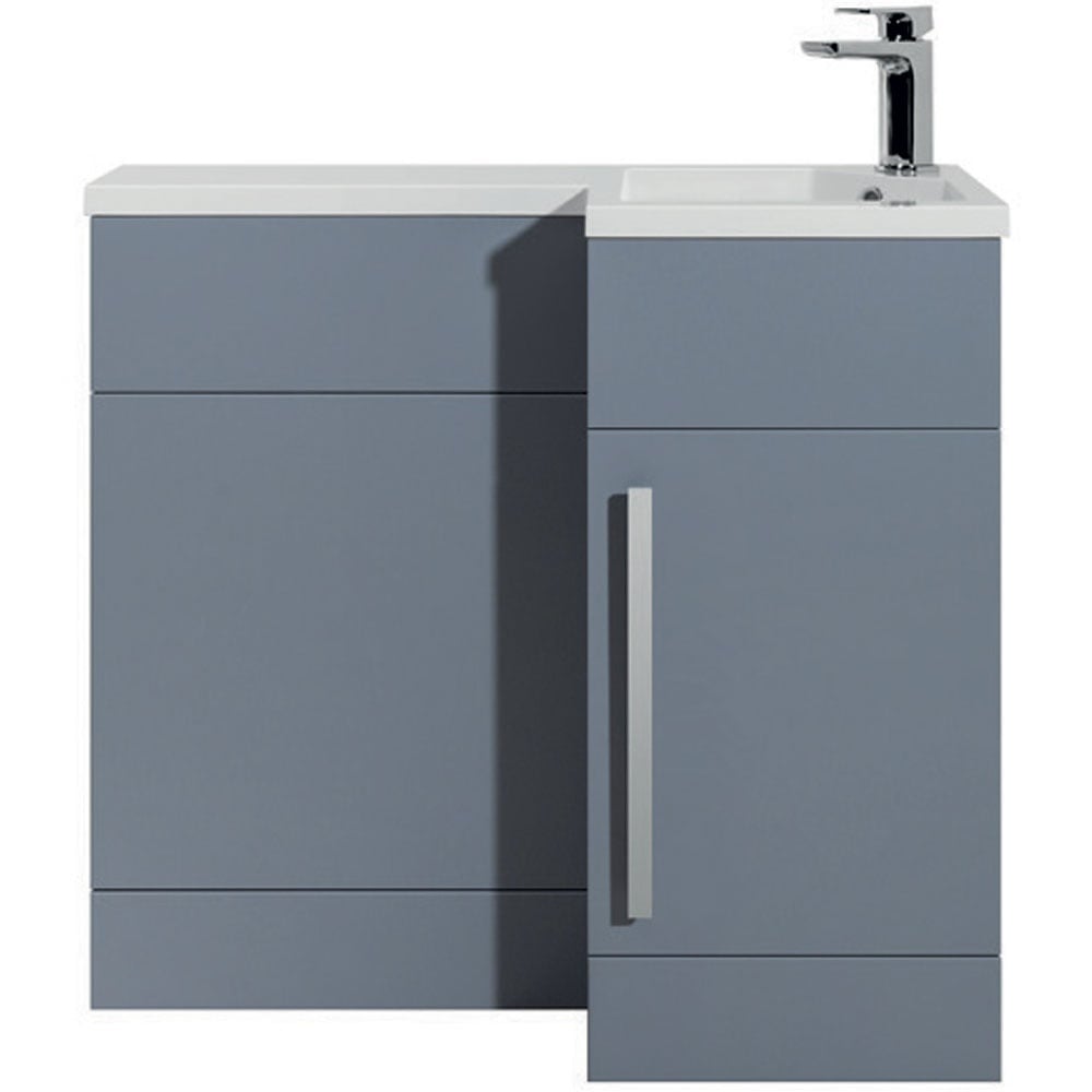 Astini Verona Tailored Grey 1 Door WC Vanity Unit Chrome Handles & Right Basin