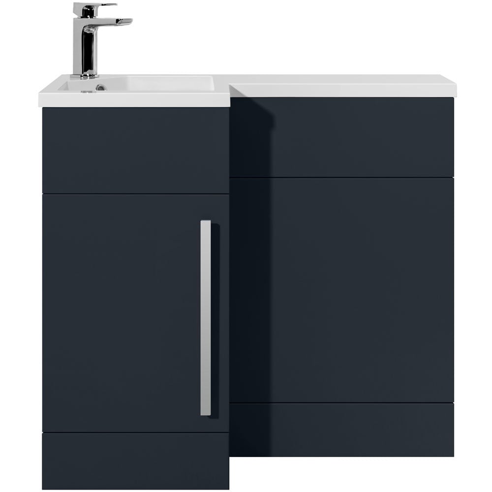 Astini Verona Shadow Grey 1 Door WC Vanity Unit Chrome Handles & Left Basin