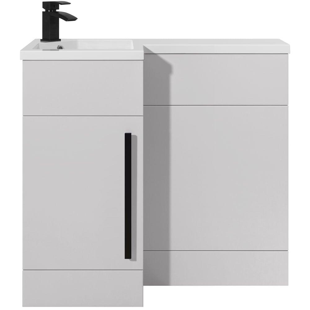 Astini Verona White 1 Door WC Vanity Unit Black Handles & Left Basin