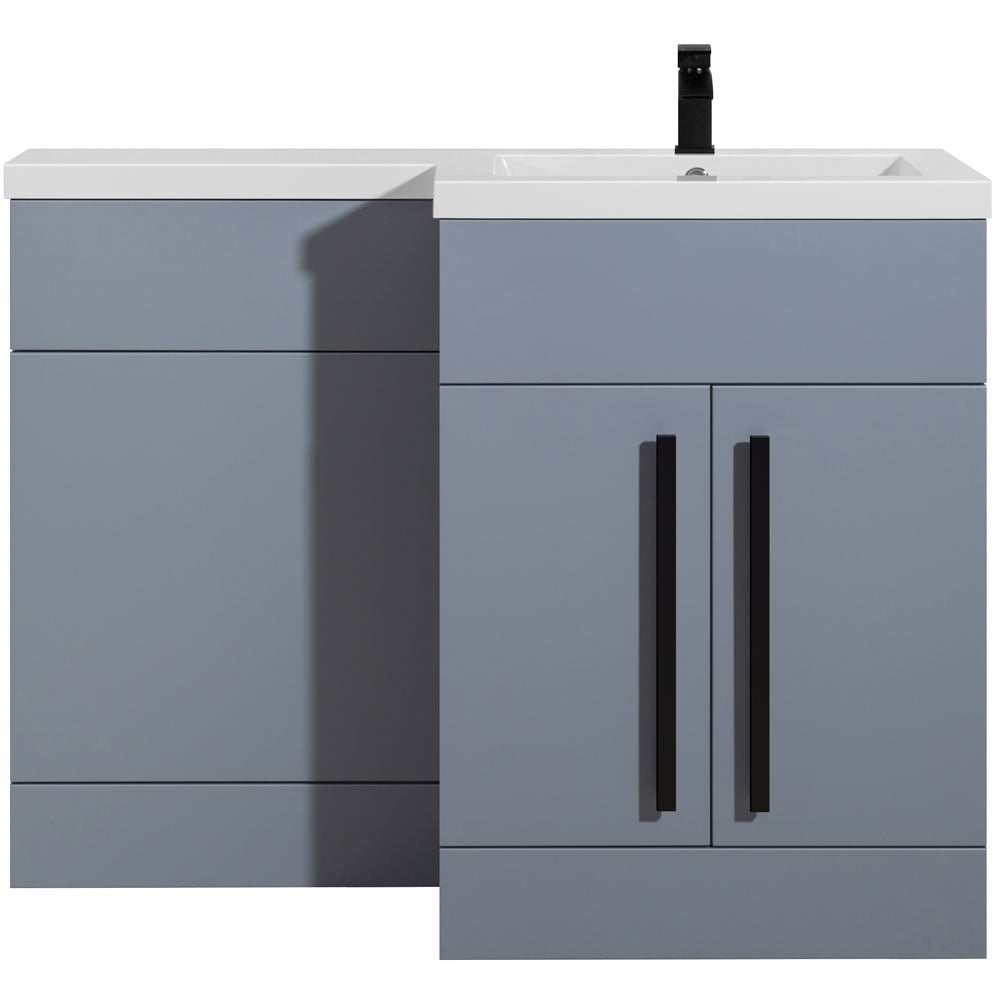 Astini Sorrento Tailored Grey 2 Door WC Vanity Black Handles & Right Basin