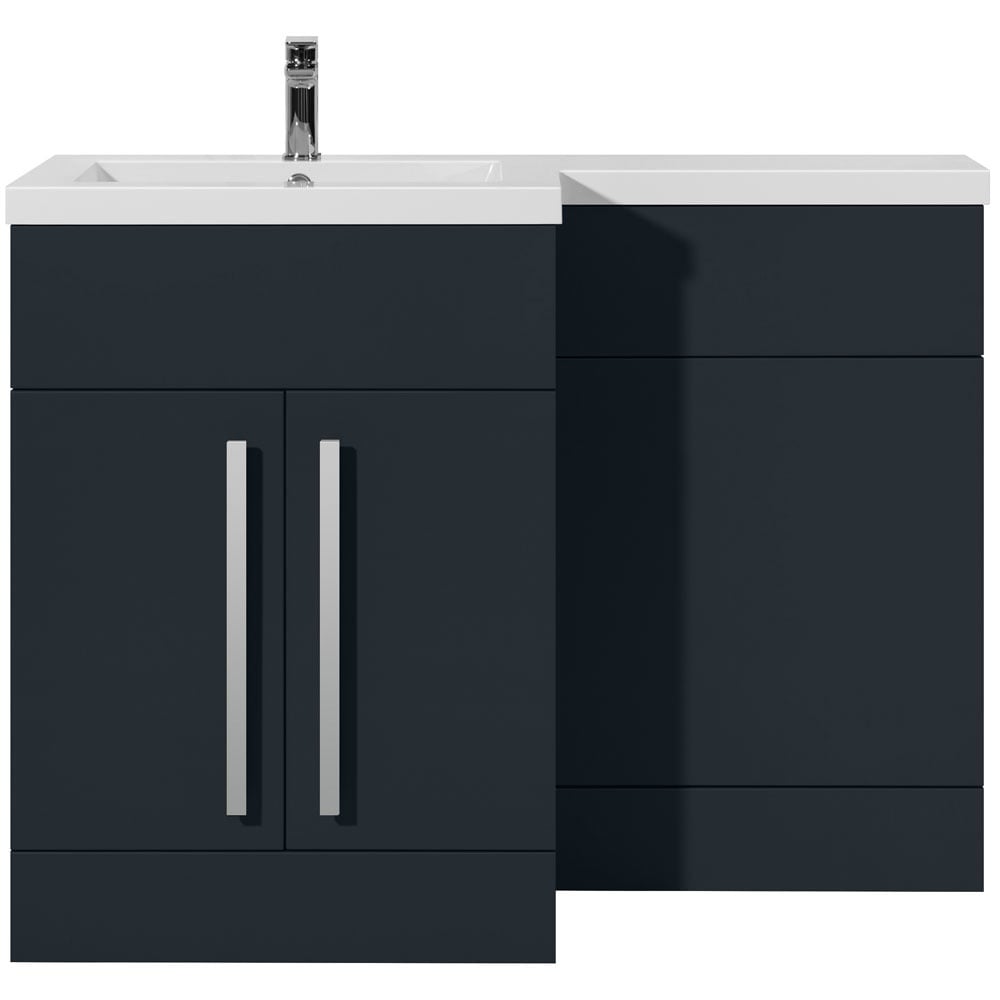 Astini Sorrento Shadow Grey 2 Door WC Vanity Chrome Handles & Left Basin