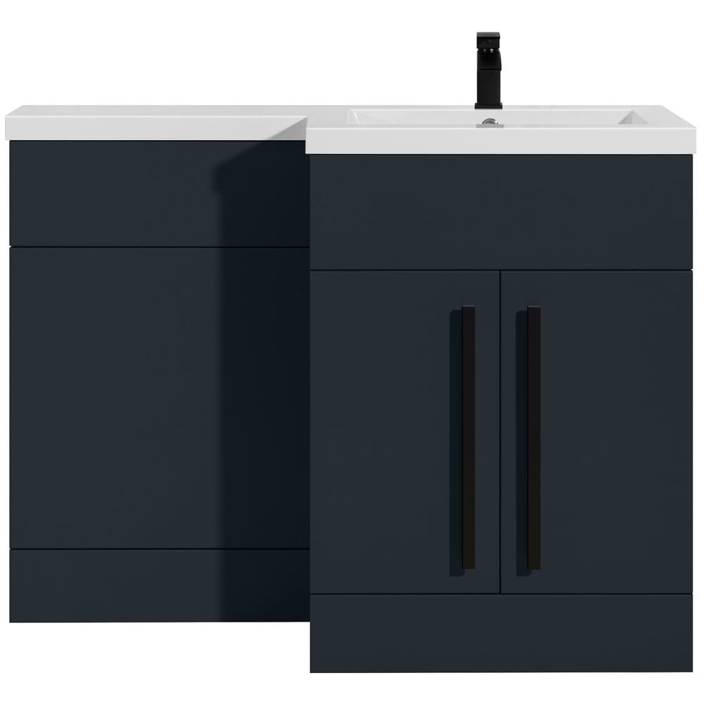 Astini Sorrento Shadow Grey 2 Door WC Vanity Black Handles & Right Basin