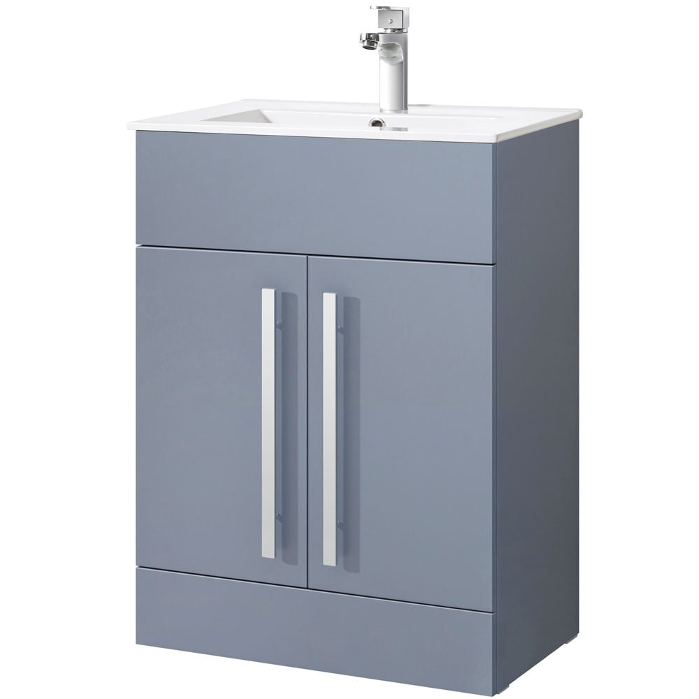 Astini Sorrento Tailored Grey 2 Door 610mm Vanity Unit & Basin Satin Handles