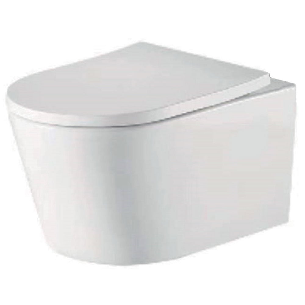 Astini Ferrara Plus Wall Hung Rimless Back To Wall D-Shape Toilet Pan & Seat