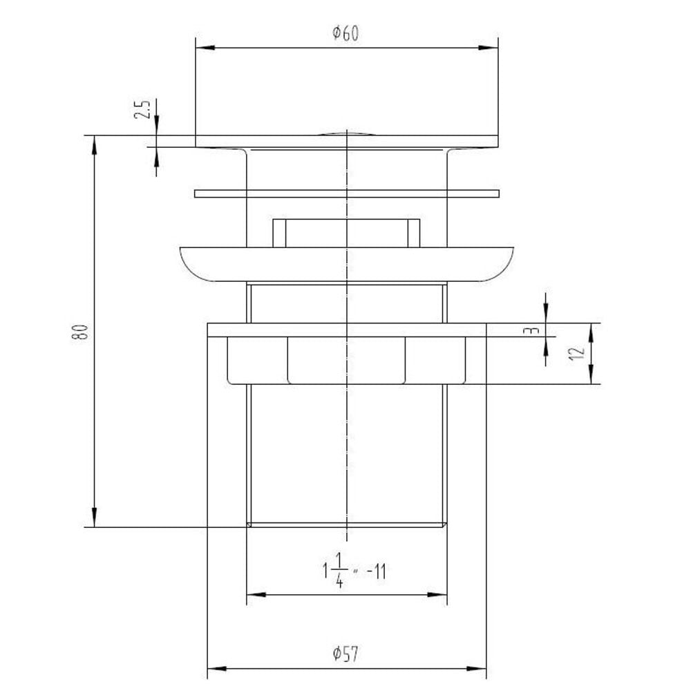 Astini Orca Black Click Clack Basin Waste UnSlotted TIS5087