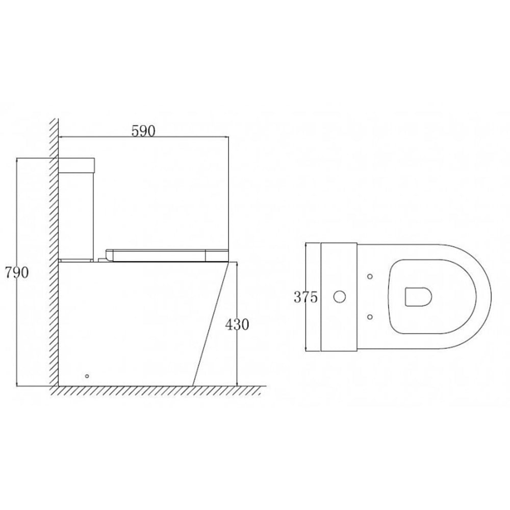 Astini Ferrara Rimless Close Coupled Toilet Pan, Soft Close Seat & Fittings