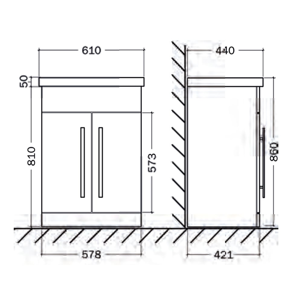 Astini Bendrinis Senca Grey 2 Door Floor Standing Vanity Unit & Basin