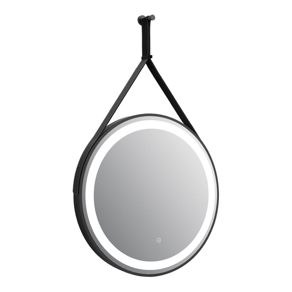 Astini Delilah Orca Black Round LED Touch Mirror, Hanging Hook & Loop 600mm