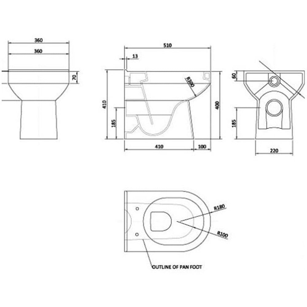 Astini Florence D-Shape Back To Wall Toilet Pan, Soft Close Seat & Fittings