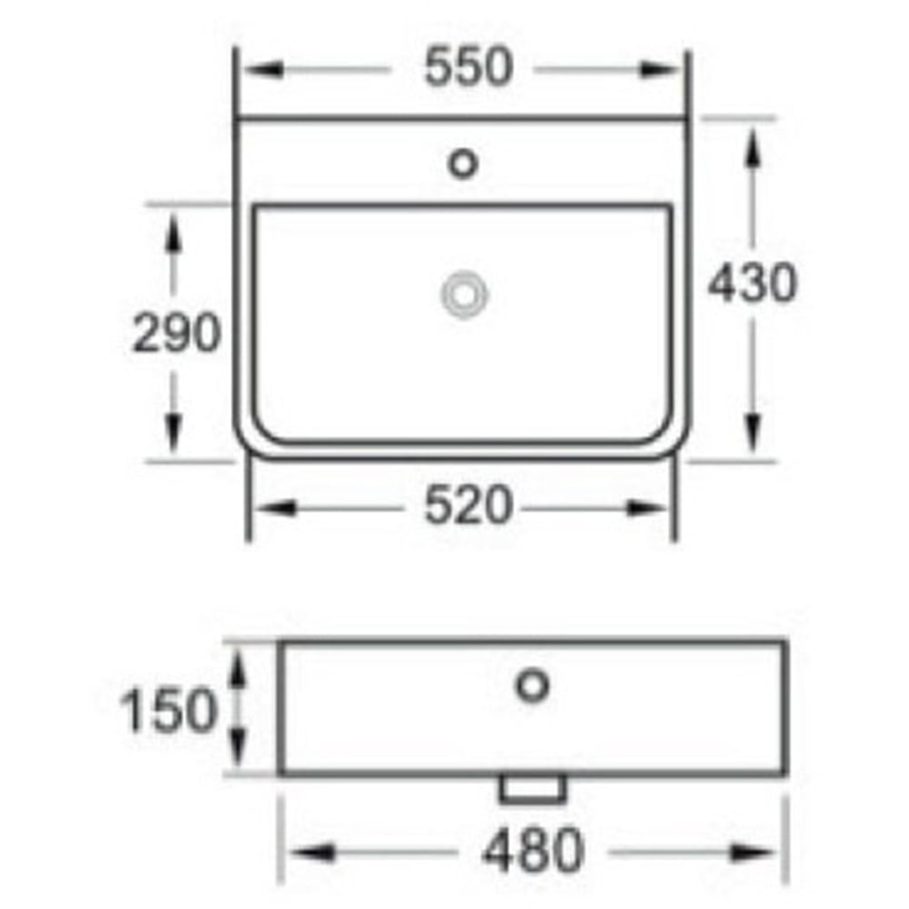 Astini Braga Semi Recessed Basin 550mm