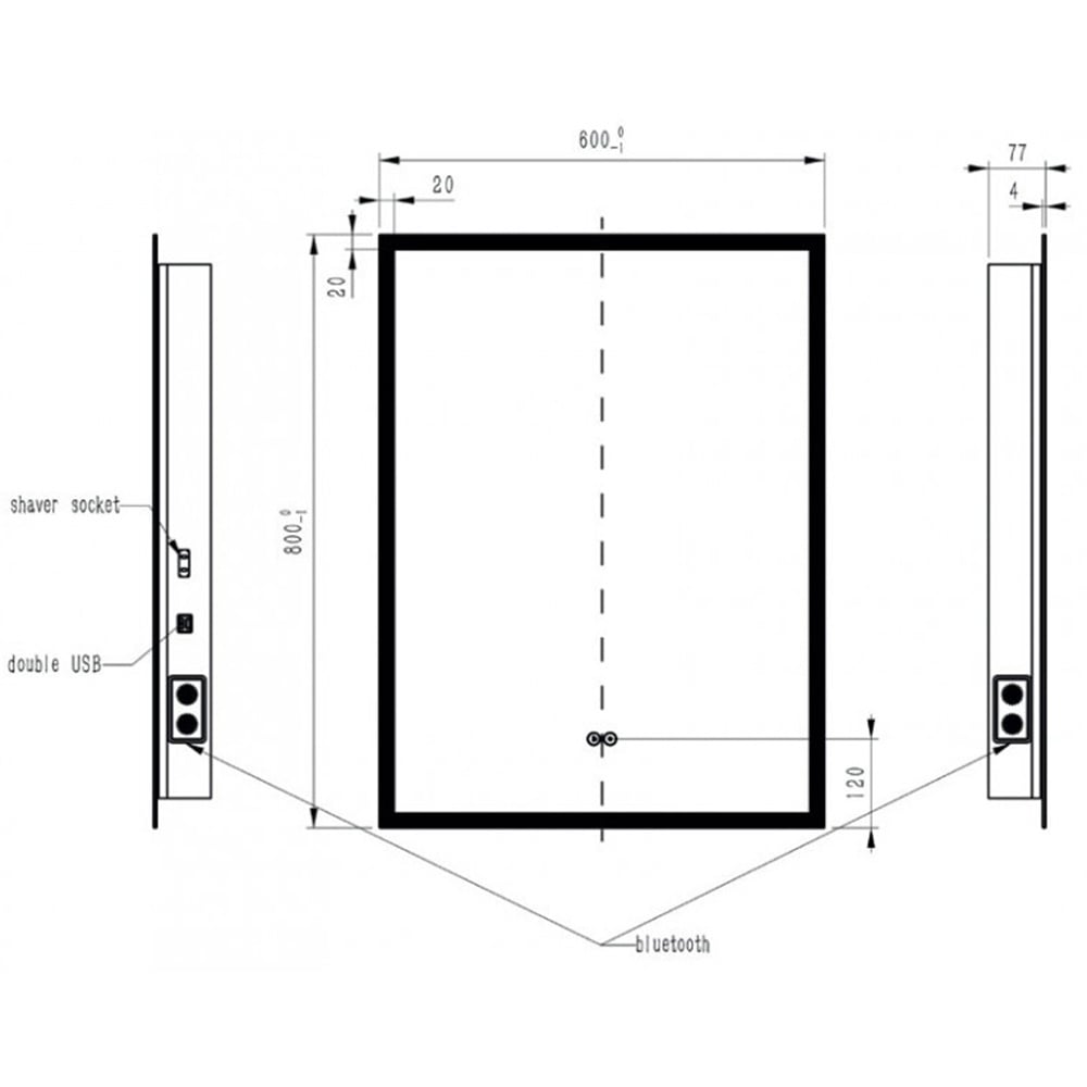 Astini Alfie Square LED Edge Mirror 600x800mm