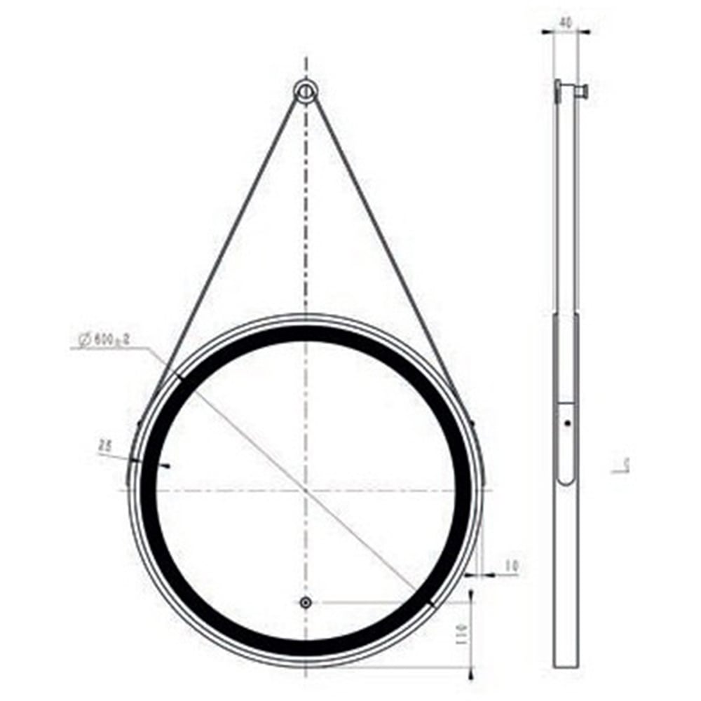 Astini Delilah Orca Brushed Brass LED Touch Mirror Hanging Hook & Loop 600mm