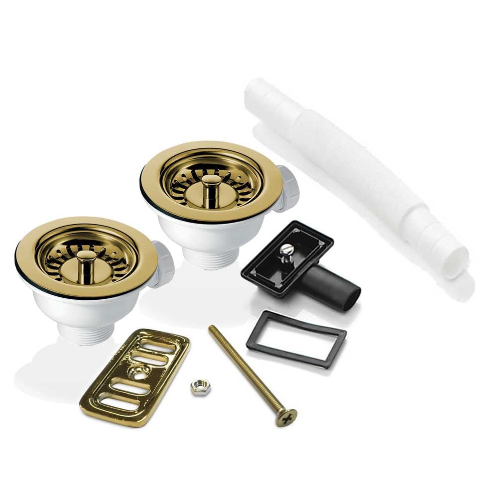 2x 90mm Waste and Overflow Kit for Astini, RAK, Rangemaster Ceramic Sinks