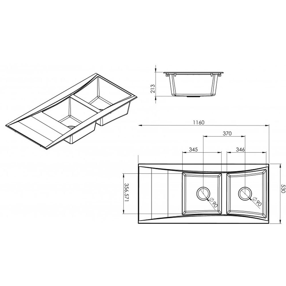 Astini Xeron 2.0 Bowl SMC Synthetic Reversible Kitchen Sink with Waste & Tap