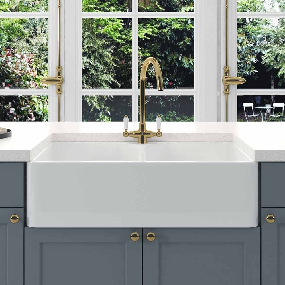 Astini Belfast 800 2.0 Bowl White Ceramic Kitchen Sink with Waste Collection