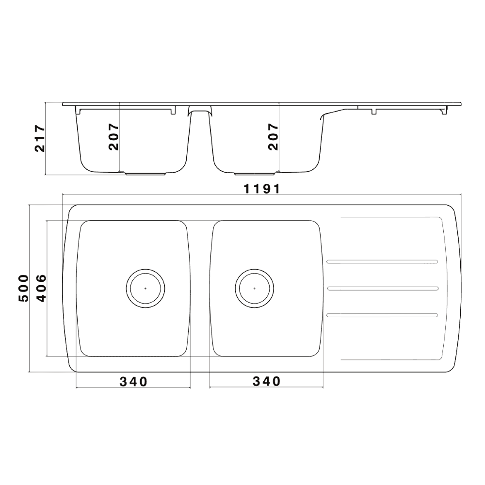 Astini Harrison 2.0 Bowl Grey Composite Synthetic Kitchen Sink & Waste
