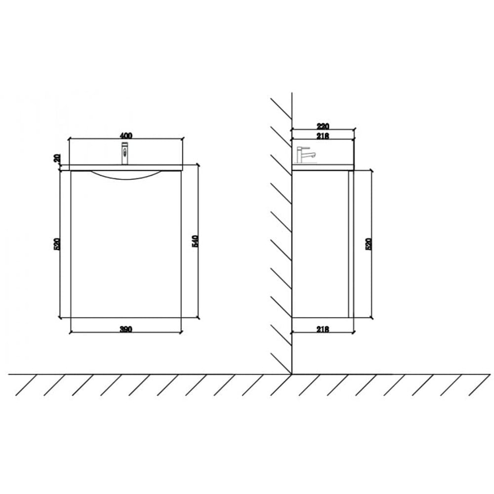 Astini Naples Smile Sapphire Wall Hung Cloakroom 400mm Vanity & Basin