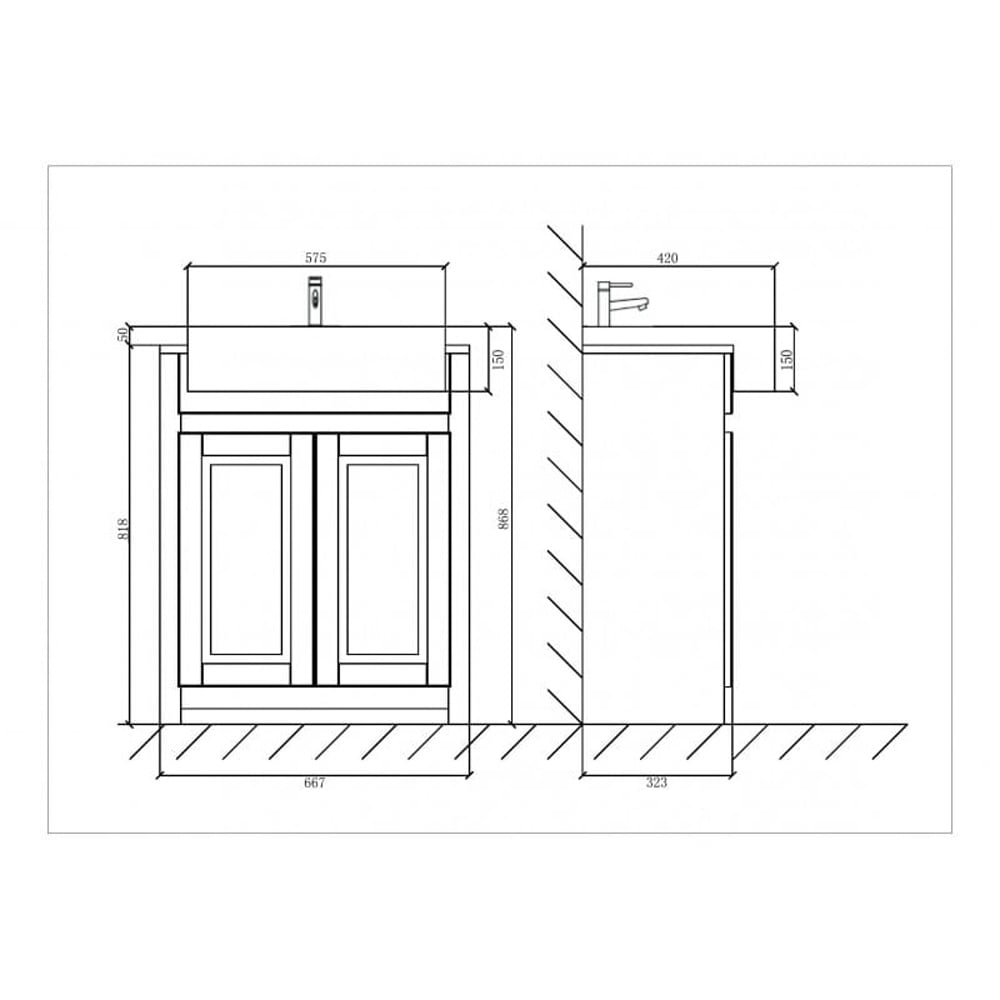 Astini Tenby Sapphire Traditional 600mm Belfast Vanity Unit & Ceramic Basin
