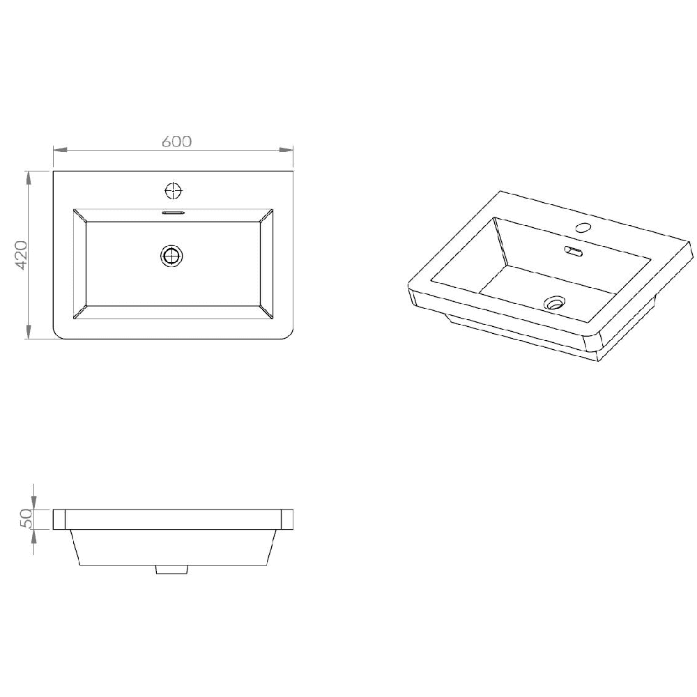 Astini Naples 600mm Polymarble Basin