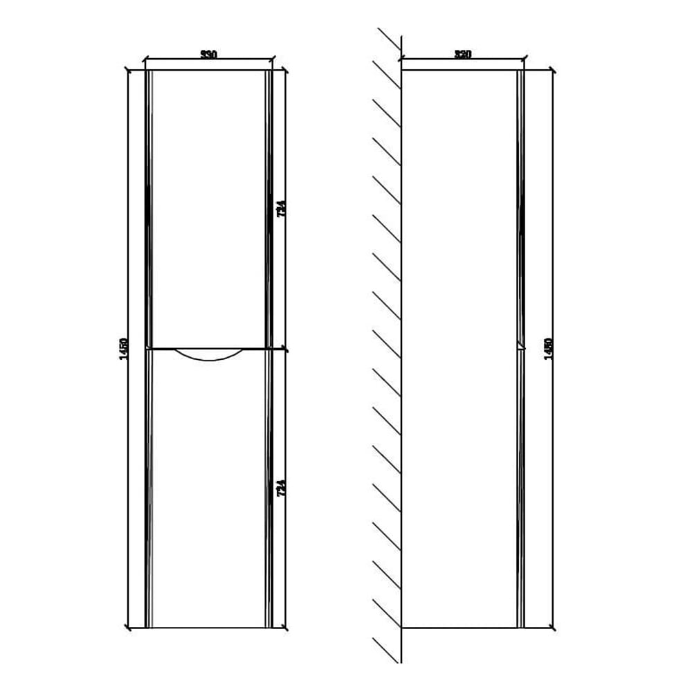 Astini Naples Smile Shadow Grey 1450mm Tall Boy