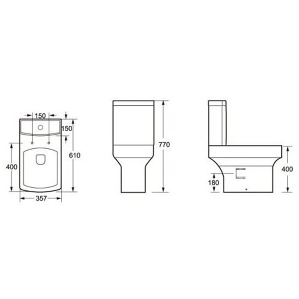 Astini Braga Square Close Coupled Toilet Pan, Cistern & Soft Close Seat