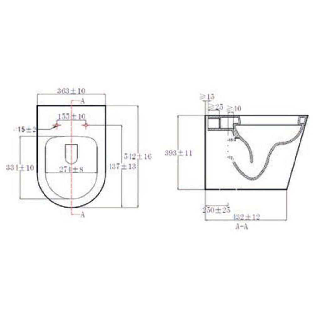 Astini Ferrara Plus Back To Wall Rimless D-Shape Toilet Pan, Seat & Fittings