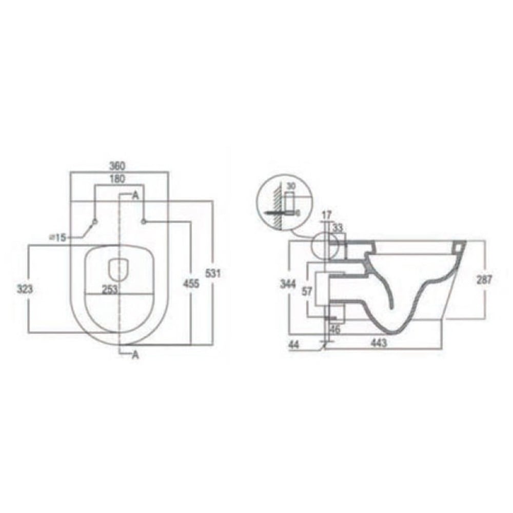 Astini Ferrara Plus Wall Hung Rimless Back To Wall D-Shape Toilet Pan & Seat