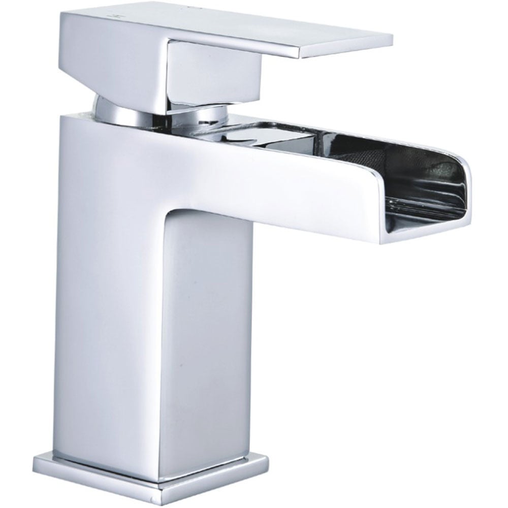 Astini Cardiff Waterfall Mini Chrome Bathroom Basin Mixer Tap & Slotted Waste TIS5035