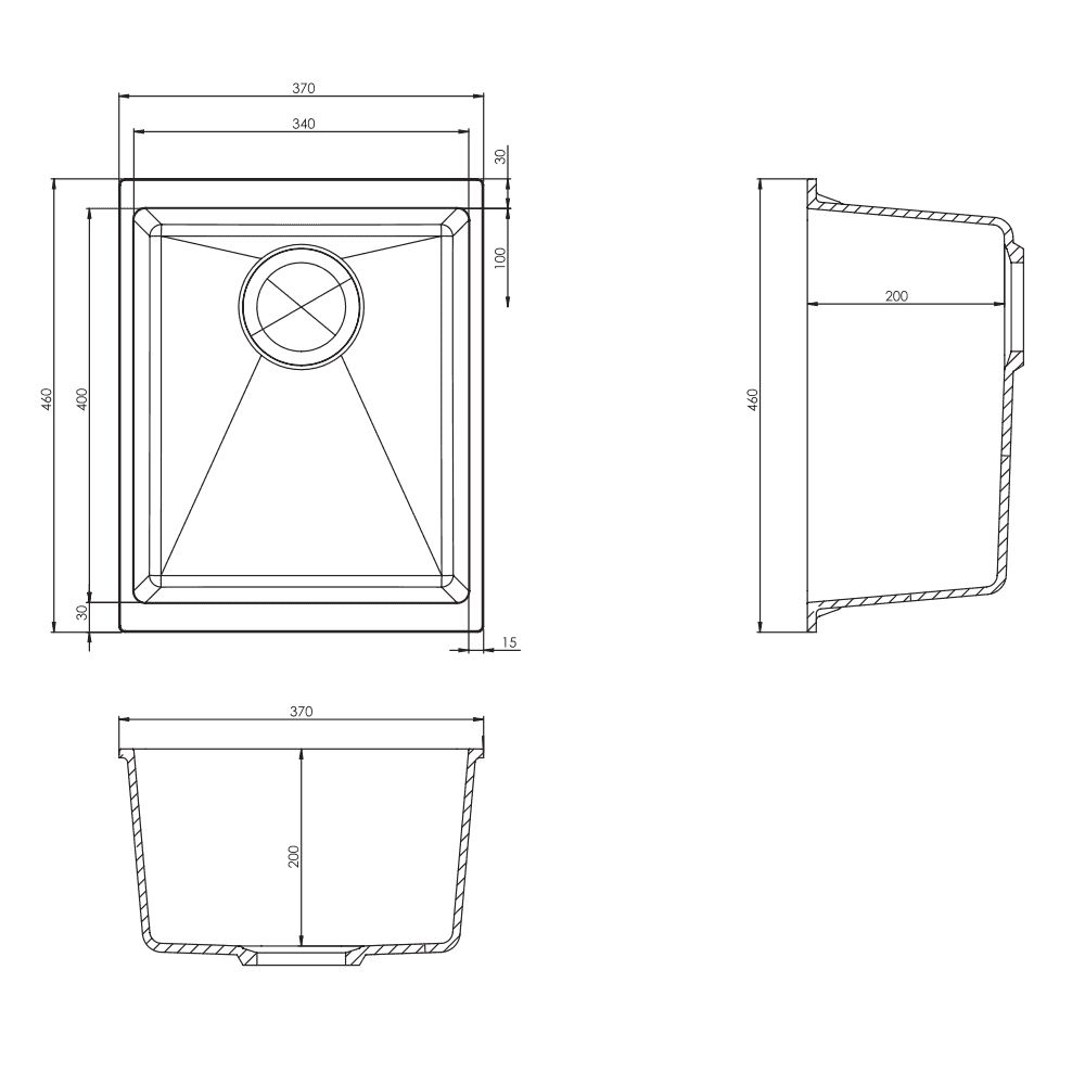 Astini Dante 340 1.0 Bowl Granite Undermount Kitchen Sink & Waste