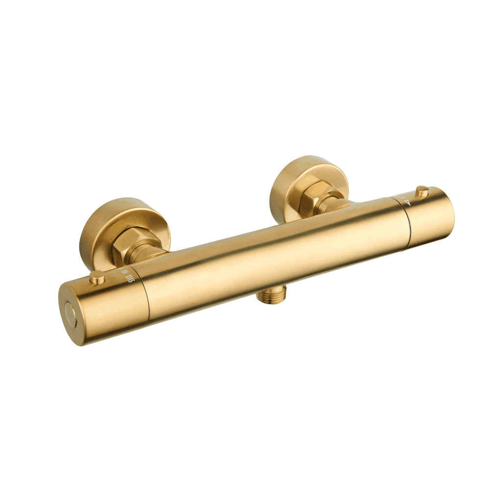 Astini Brushed Brass Round Thermostatic Bar Valve