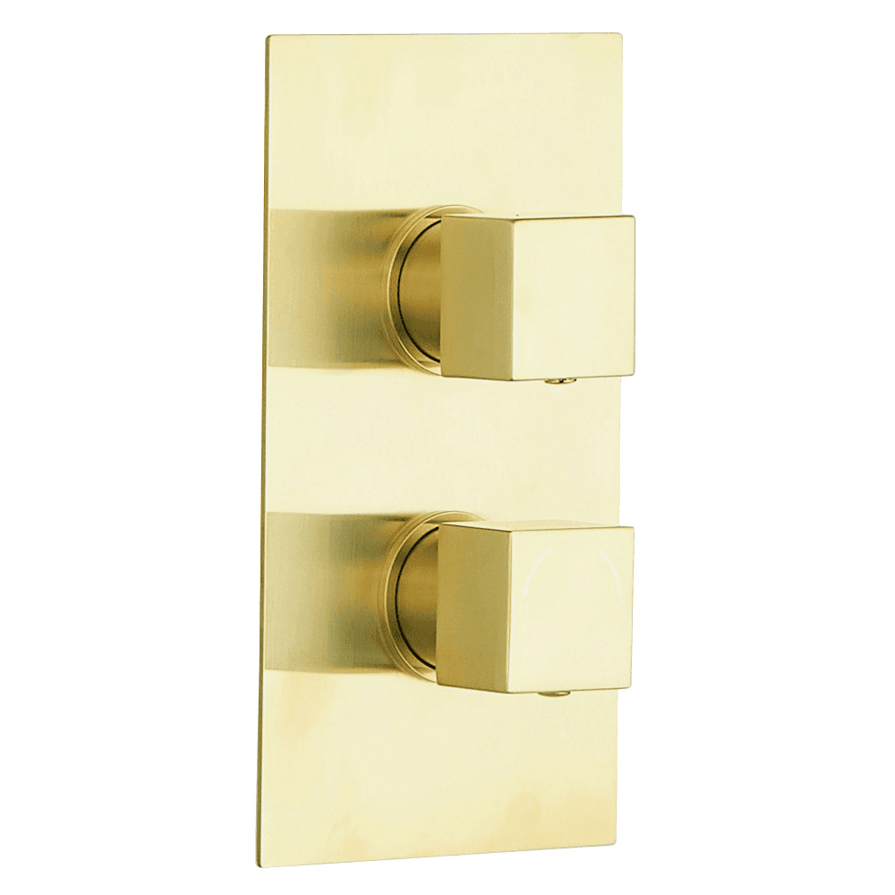 Astini Brushed Brass Square Concealed Thermostatic 2 Way Shower Valve