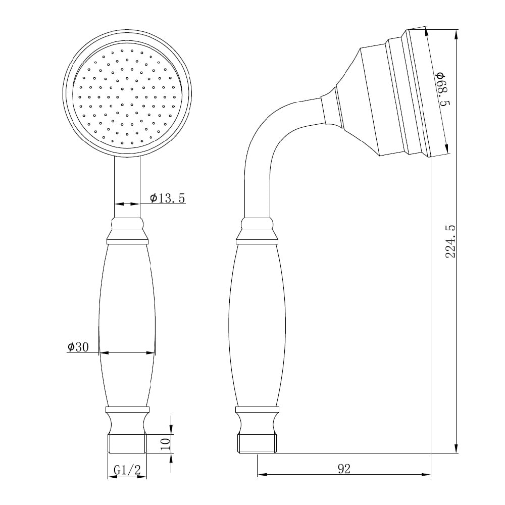 Astini Tenby Chrome Traditional Hand Shower