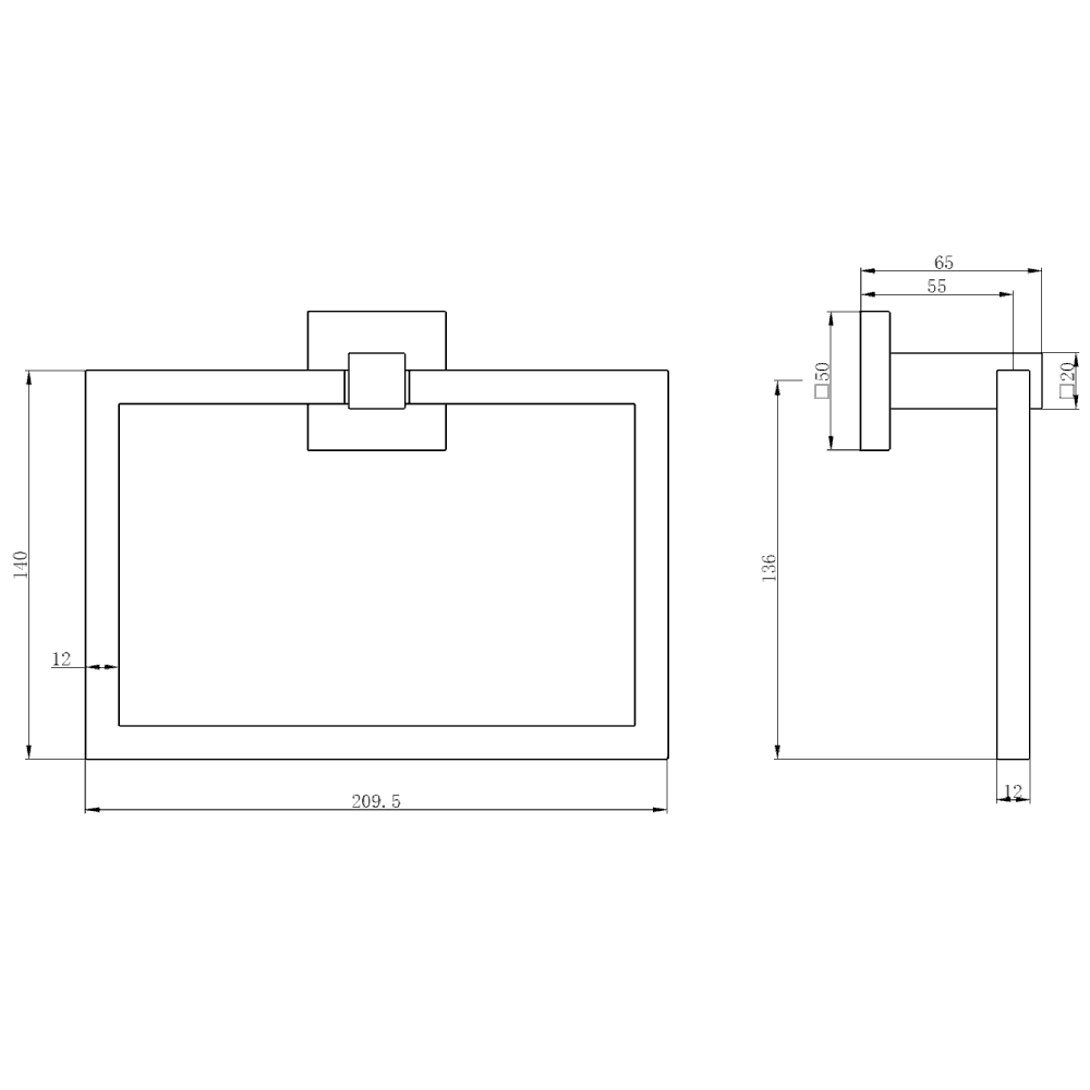 Astini Sydney Chrome Square Towel Ring