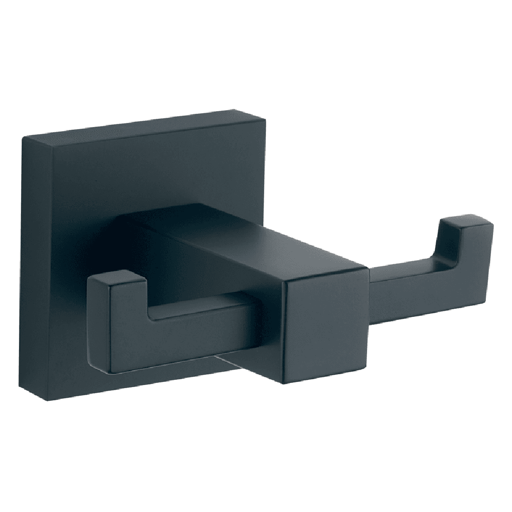 Astini Sydney Matte Black Square Double Robe Hook