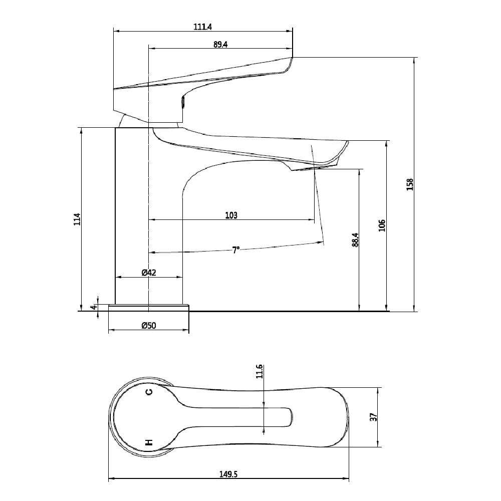 Astini Nefyn Orca Black Basin Mixer Tap & Waste