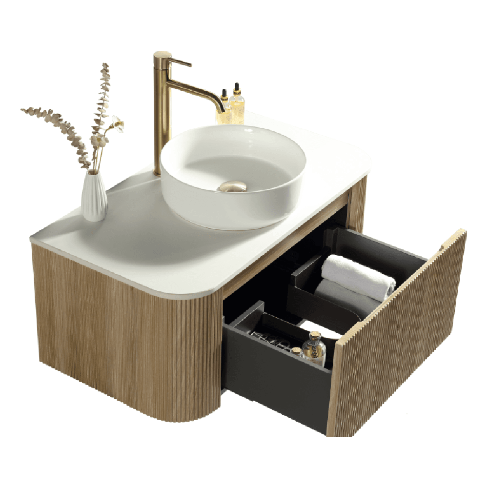 Astini Flauto 870 Curved Corner Wall Hung Vanity Unit & Sintered Stone Counter Top