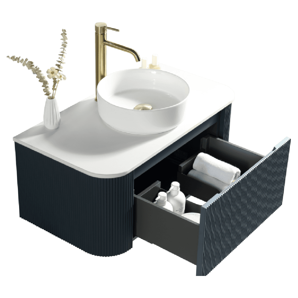 Astini Flauto 870 Curved Corner Wall Hung Vanity Unit & Sintered Stone Counter Top