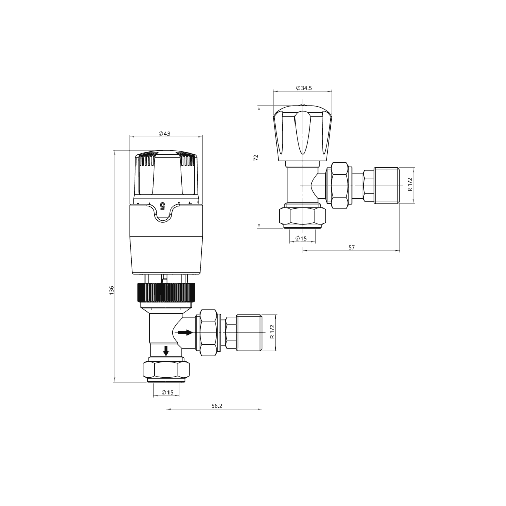 Astini Thermostatic Controlled Chrome Angled Radiator Valves