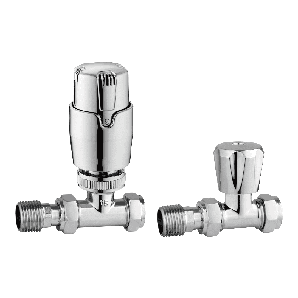 Astini Thermostatic Controlled Chrome Straight Radiator Valves